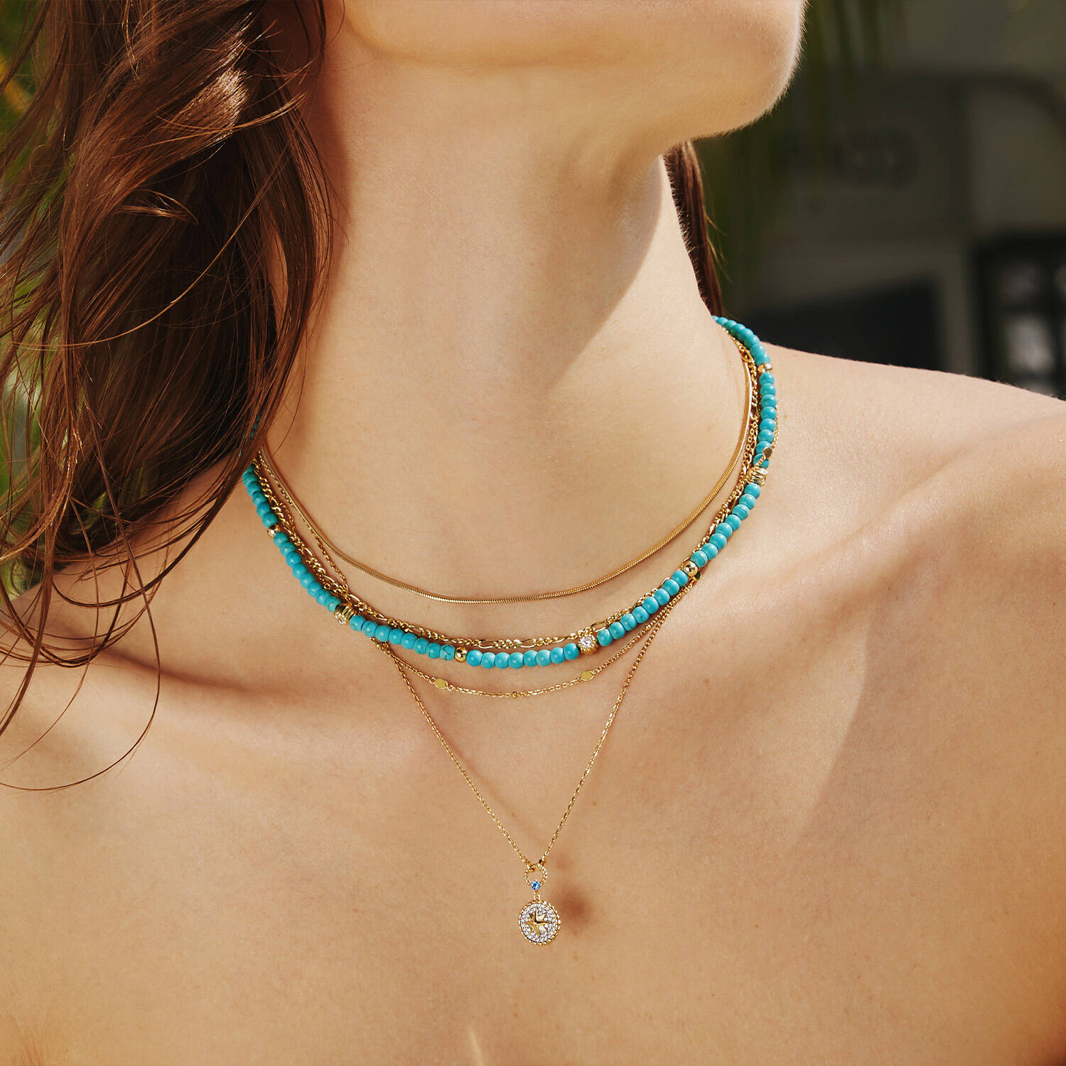  Chill Voyager - Necklace - Silver / 14kt GP - Turquoise - 45cm